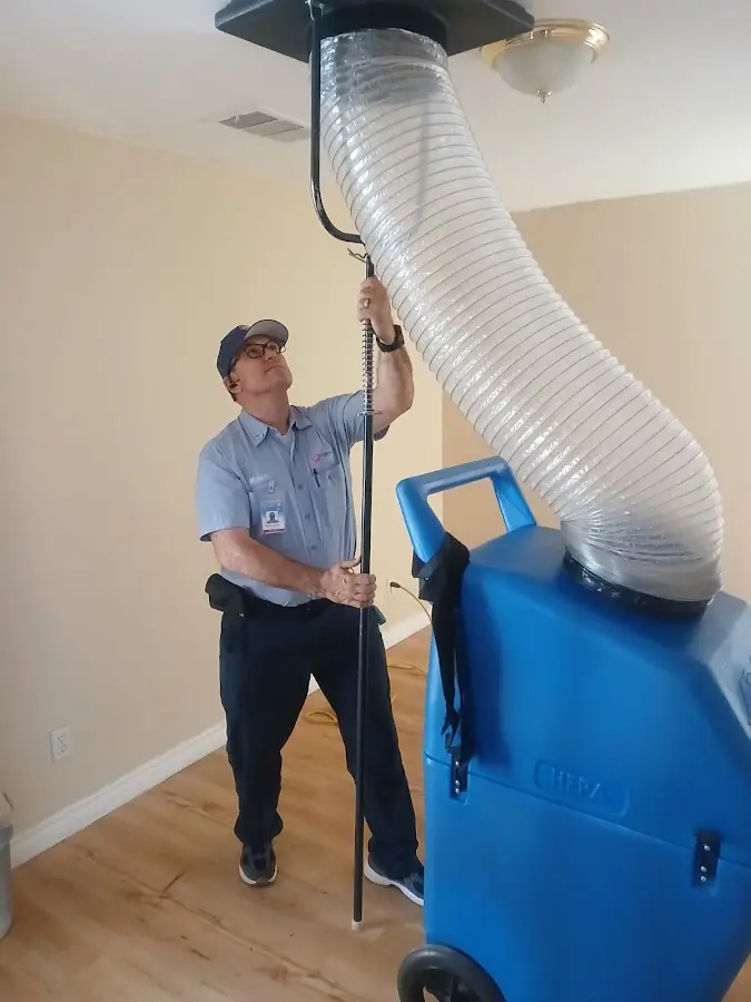 Mini Split Installation technician using HEPA equipment in Webster